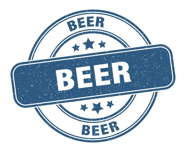 Timbre Bière Étiquette Bière Signe Rond Grunge — Image vectorielle