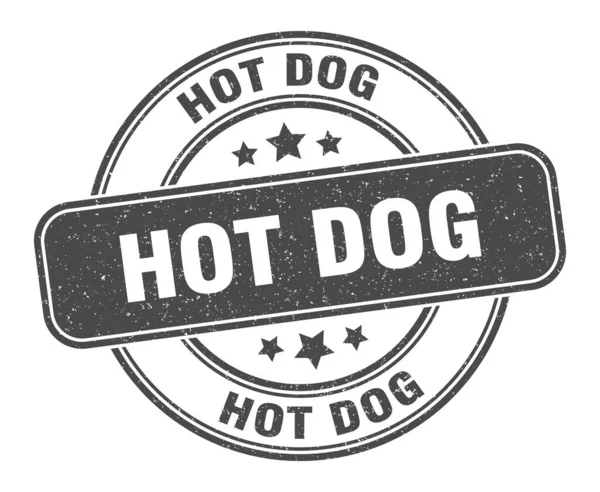 Značka Hot Dogu Hot Dog Label Kulatá Značka Grunge — Stockový vektor