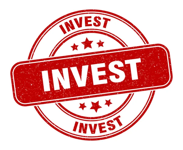 Inwestować Znaczki Etykieta Inwestycyjna Okrągły Znak Grunge — Wektor stockowy