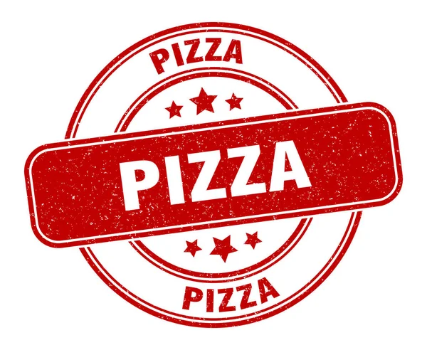ピザスタンプ ピザのラベル ラウンドグランジサイン — ストックベクタ