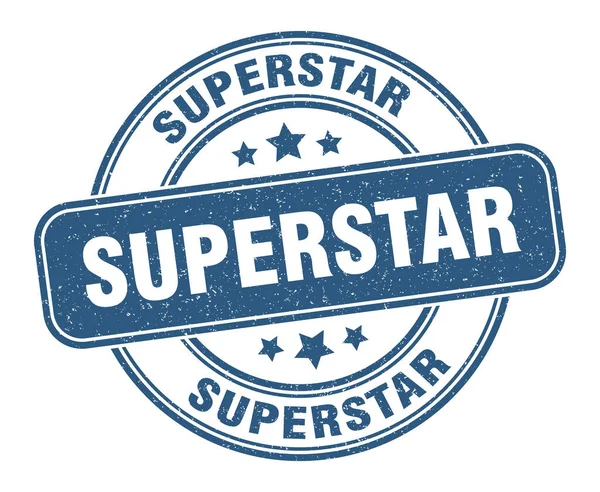 Znaczek Supergwiazdy Wytwórnia Supergwiazd Okrągły Znak Grunge — Wektor stockowy