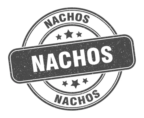 Timbro Nachos Etichetta Nachos Segno Grunge Rotondo — Vettoriale Stock