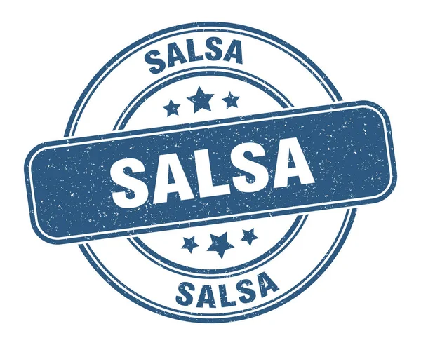 Timbre Salsa Étiquette Salsa Signe Rond Grunge — Image vectorielle