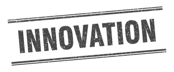 Timbre Innovation Label Innovation Signe Carré Grunge — Image vectorielle