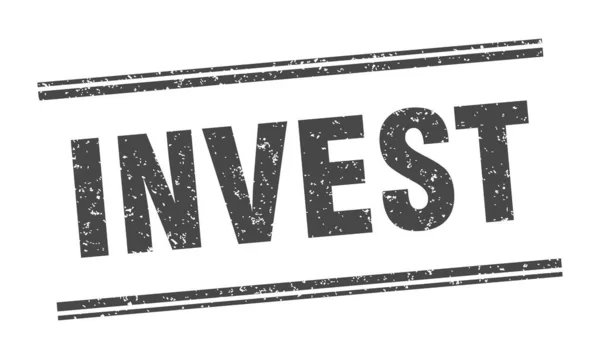 Investir Selo Investir Rótulo Sinal Grunge Quadrado — Vetor de Stock