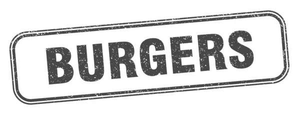 Burger Stempel Burger Square Grunge Zeichen Etikett — Stockvektor