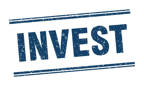 Investiční Razítko Investovat Značku Čtvercový Znak Grunge — Stockový vektor