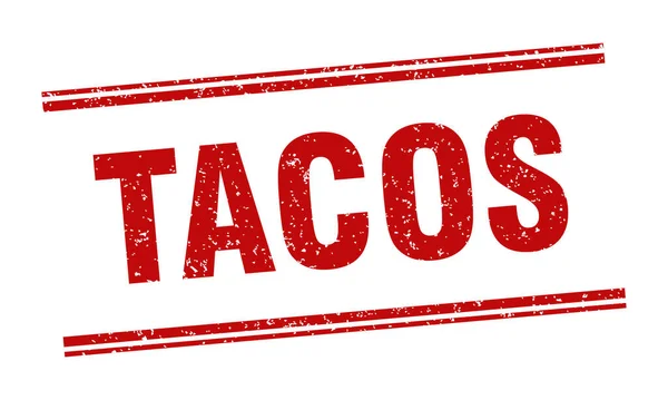 Znaczek Tacos Etykieta Tacos Kwadratowy Znak Grunge — Wektor stockowy