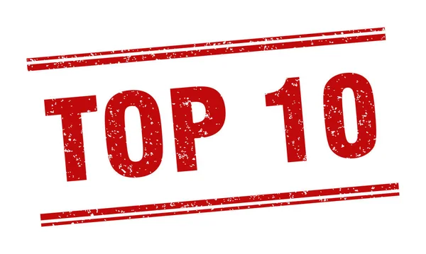 トップ10スタンプ トップ10のラベル 正方形のグランジサイン — ストックベクタ