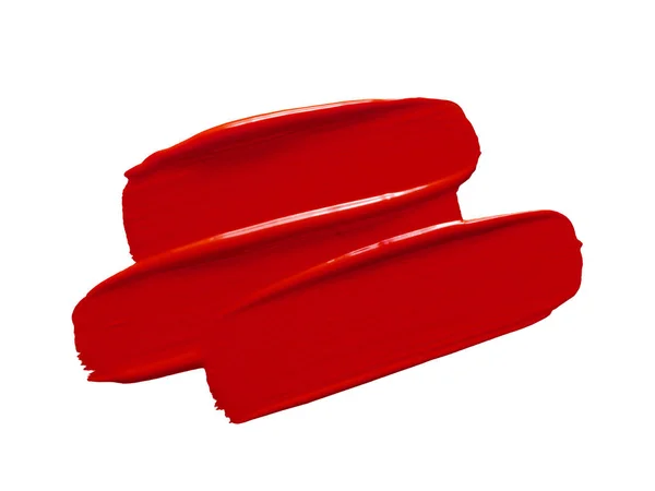 Kırmızı Boya Darbeleri Ruj Lekesi Örneği Beyaza Izole Edildi — Stok fotoğraf