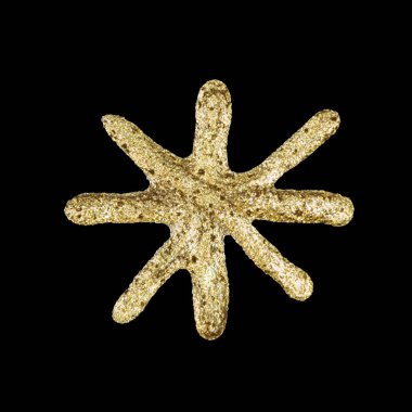Altın yıldız kar tanesi el yapımı izole edilmiş siyah arkaplan
