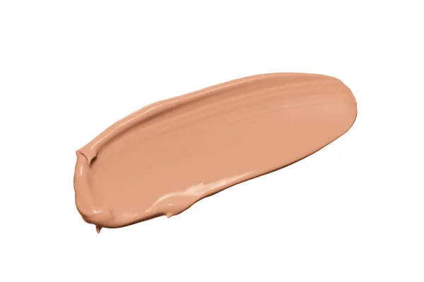 Makeup Foundation Texture Beige Concealer Swatch Smudge Smear Isolated White — Stock Photo, Image