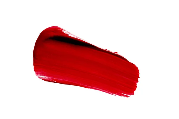 Mancha Mancha Pintalabios Mancha Aislada Blanco Textura Maquillaje Color Rojo — Foto de Stock