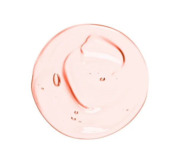 化粧品の液体ゲルドロップ 透明なピンクの顔の血清 目のクリームの質感 白い背景に隔離された透明な化粧品製品の腕時計 — ストック写真