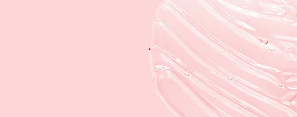 Flytande Geltextur Klart Serum Rosa Kosmetisk Hudvård Produkt Utstryk Hand — Stockfoto