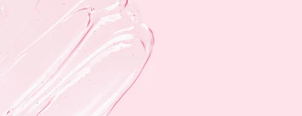 Serumstruktur Klar Flytande Gel Med Bubblor Rosa Kosmetisk Hudvård Produktprov — Stockfoto