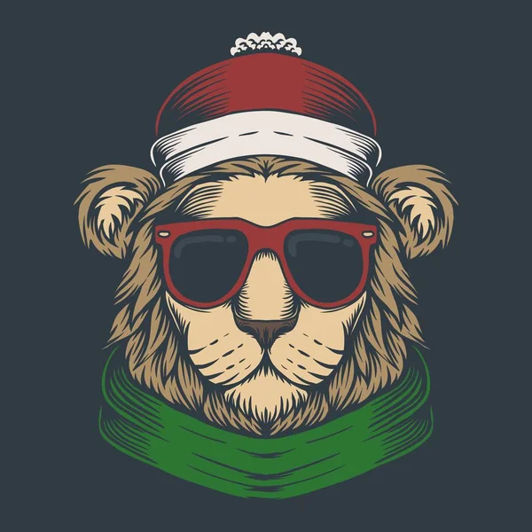 Illustration Vectorielle Noël Tête Lion Pour Votre Entreprise Votre Marque — Image vectorielle