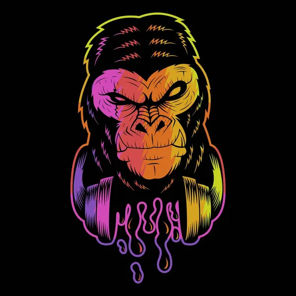 Illustration Vectorielle Colorée Casque Gorille — Image vectorielle