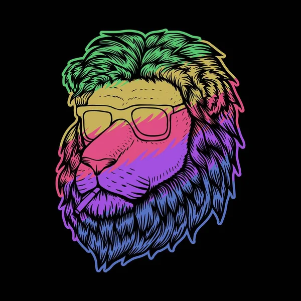 Lion Head Smoke Colorful Vector Illustration — ストックベクタ