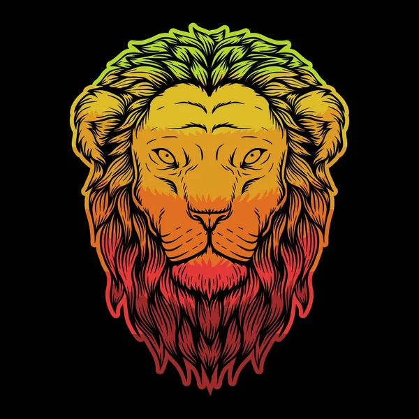 Lion Head Colorful Vector Illustration — Stock Vector