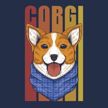 Şirketiniz veya markanız için Corgi dog bandana vektör çizimi