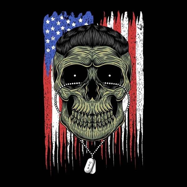 American Army Skull Head Vector Illustration Your Company Brand — Stock vektor