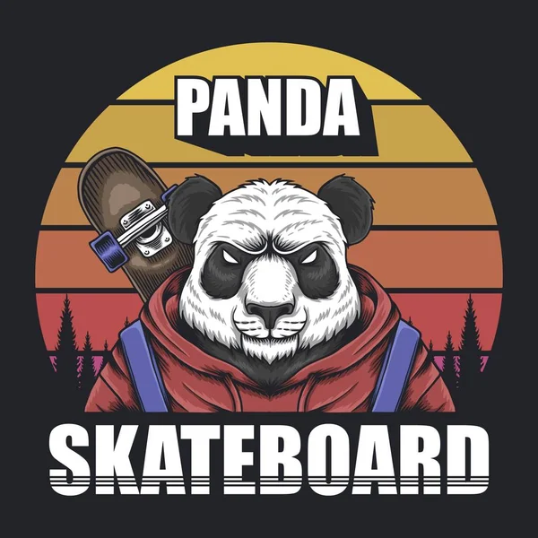 Panda Skateboard Ηλιοβασίλεμα Ρετρό Διανυσματική Απεικόνιση Για Την Εταιρεία Εμπορικό — Διανυσματικό Αρχείο