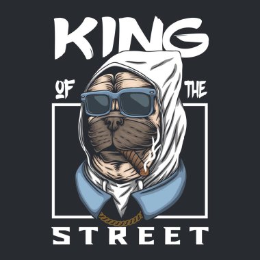 Pug dog king of the street vector illustration for your company or brand clipart