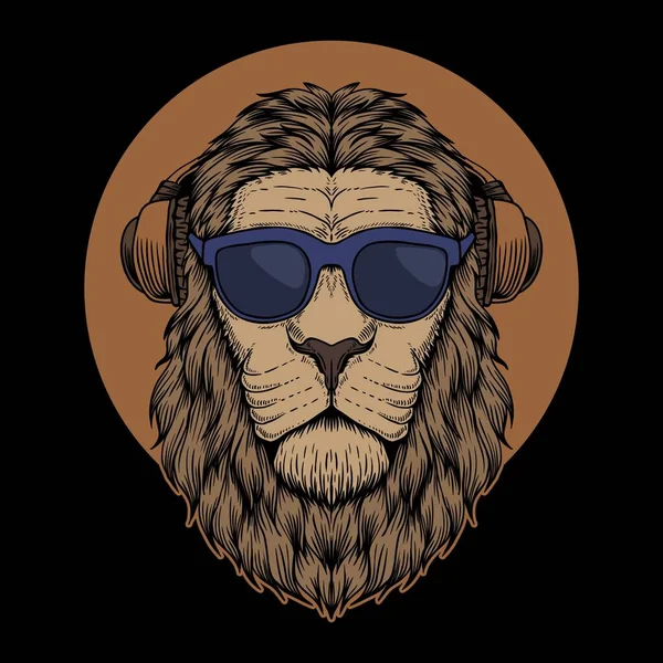 Illustration Vectorielle Lunettes Vue Lion Head Pour Votre Entreprise Marque — Image vectorielle