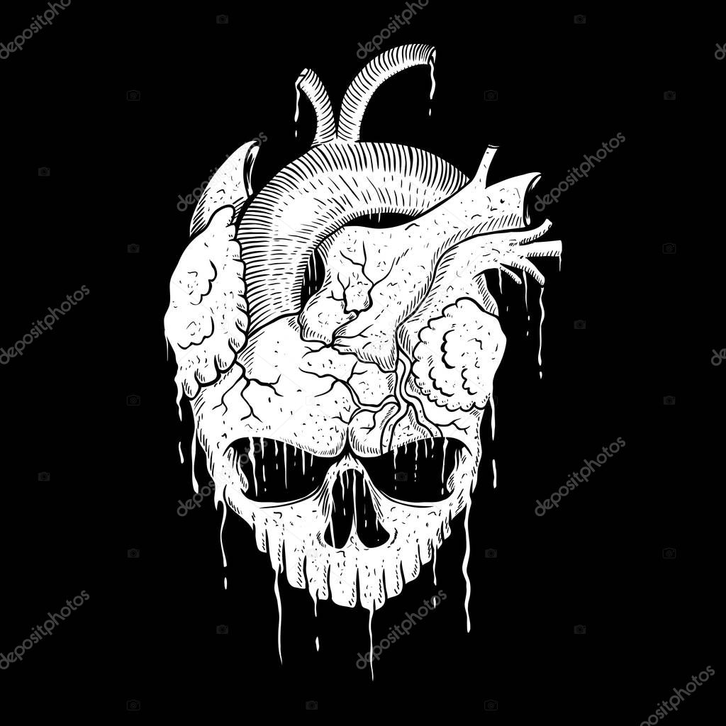 Skull Heart vector illustration for your company or brand