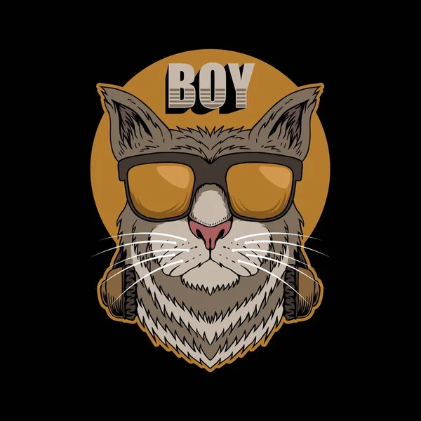 Εικονογράφηση Φορέα Ακουστικών Cat Boy — Διανυσματικό Αρχείο