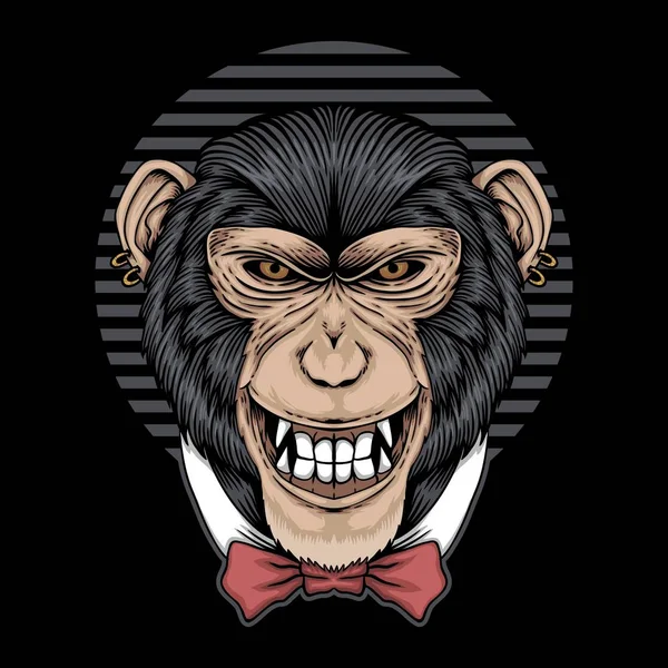 Chimpancé Lazo Arco Vector Ilustración — Vector de stock