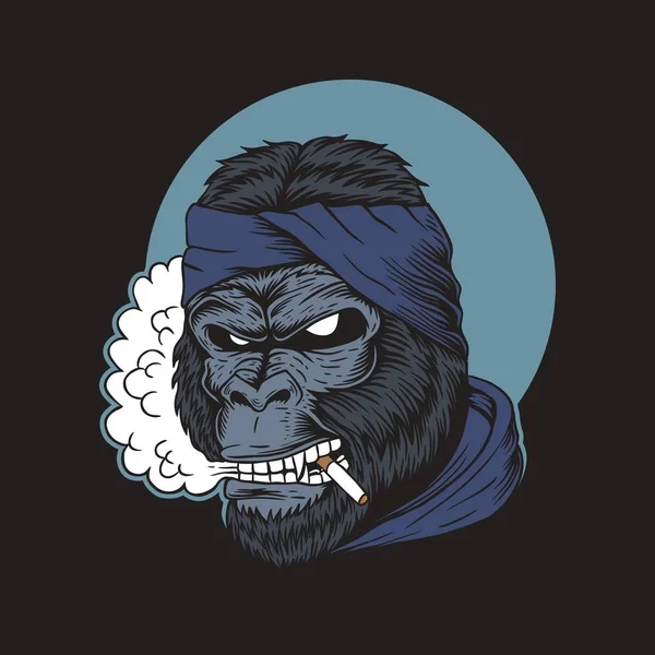 Gorilla Smoke Vector Illustration — Stock Vector