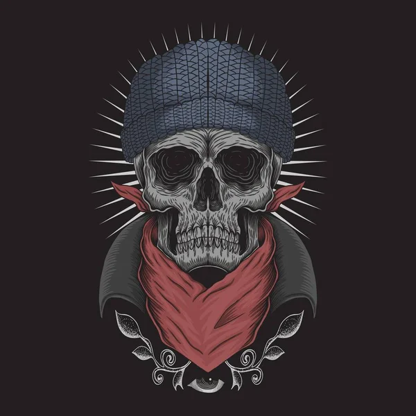 Calavera Bandana Vector Ilustración Para Empresa Marca — Vector de stock