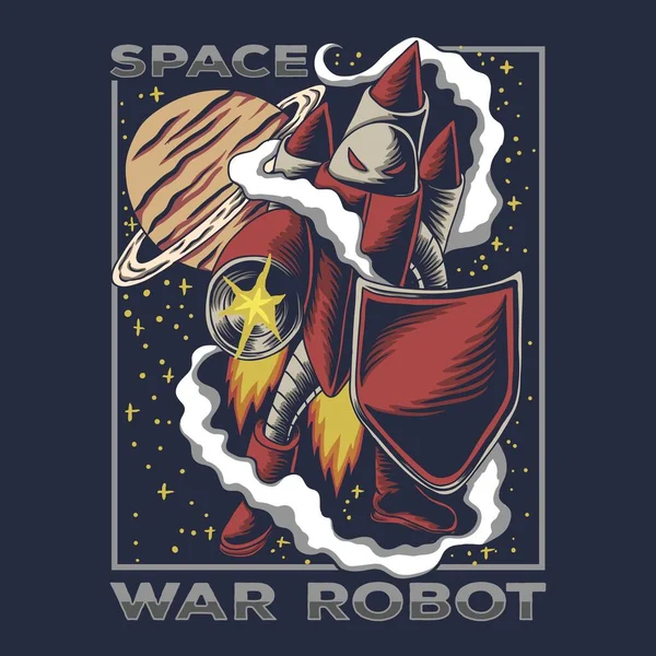 Space War Robot Vektor Illustration — Stock vektor