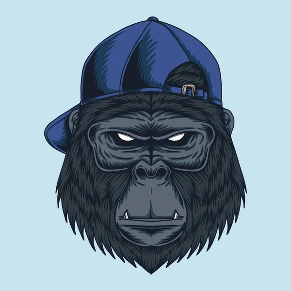 Gorilla Cabeza Cap Vector Ilustración Para Empresa Marca — Vector de stock