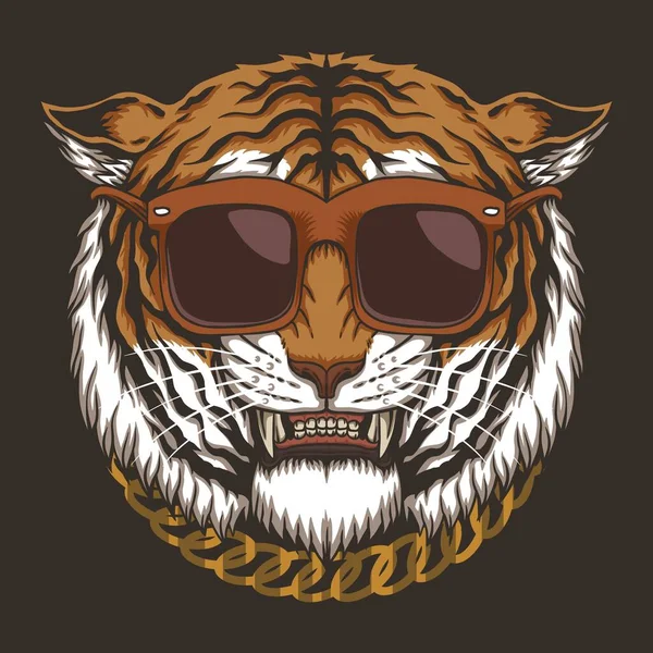 Tiger Head Eyeglasses Vector Illustration Your Company Brand — Stock Vector