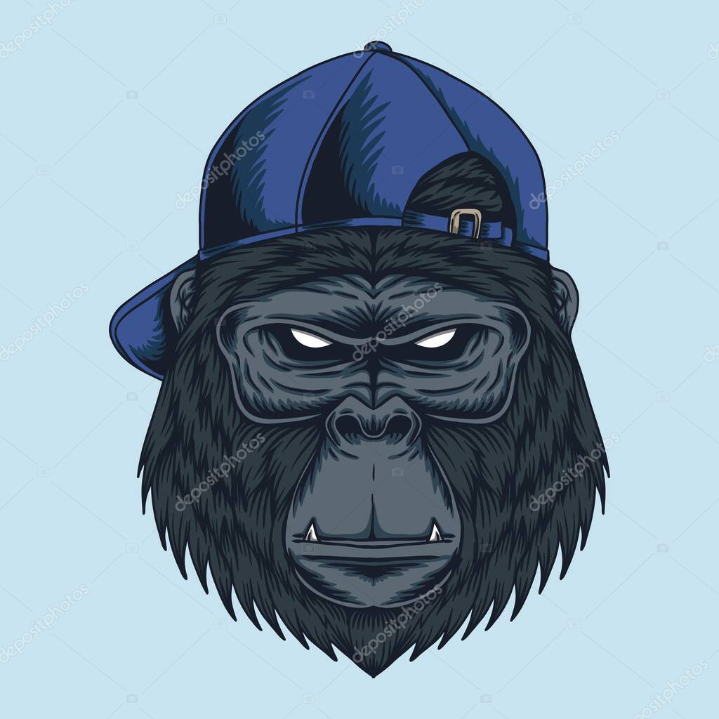 Gorilla head Cap vector illustration for your company or brand