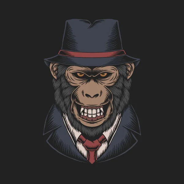 Mafia Monkey Vektor Illustration För Ditt Företag Eller Varumärke — Stock vektor