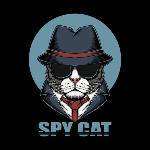 Spy Cat Hoofd Vector Illustratie Voor Bedrijf Merk — Stockvector