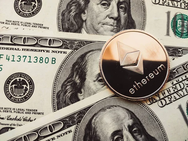 Ethereum eth fizikai érme amerikai dollárban. Digitális valuta Stock Kép