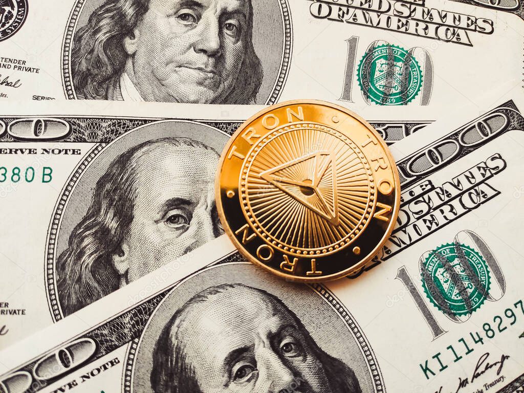 Tron TRX physical coin in US dollars. Digital currency