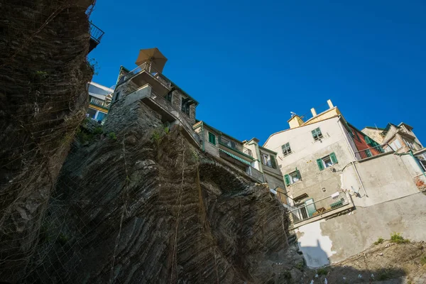 Edifícios Sobre Nova Praia Vernazza Cinque Terre Spezia Itália — Fotografia de Stock