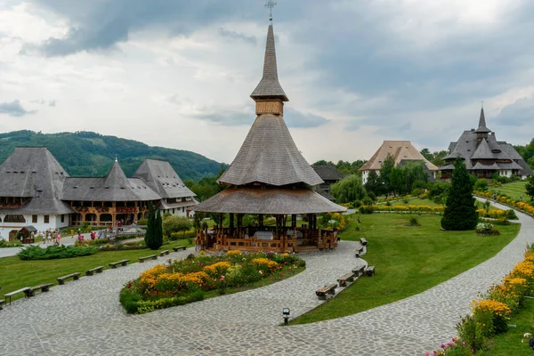 Wooden Buildings Courtyard Barsana Monastery Romania Royalty Free Stock Images