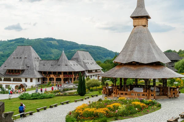 Wooden Buildings Courtyard Barsana Monastery Romania Stock Picture
