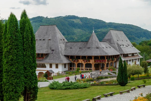 Wooden Buildings Courtyard Barsana Monastery Romania Royalty Free Stock Images