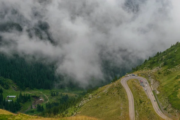 Camino Que Cruza Las Montañas Fagaras Visto Desde Arriba Entre — Foto de Stock