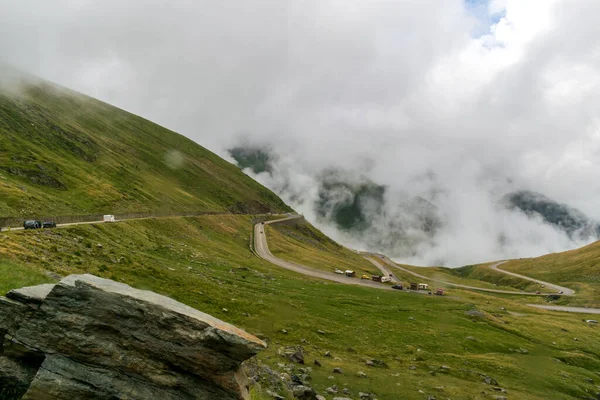 Road Crosses Fagaras Mountains Seen Fog Transfagarasan Romania Royalty Free Stock Images