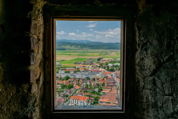 Vista Aérea Rasnov Brasov Roménia — Fotografia de Stock