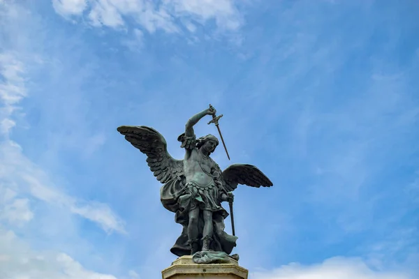 Statue Saint Michael Archangel Top Sant Angelo Castle Mausoleum Rome — Stock Photo, Image